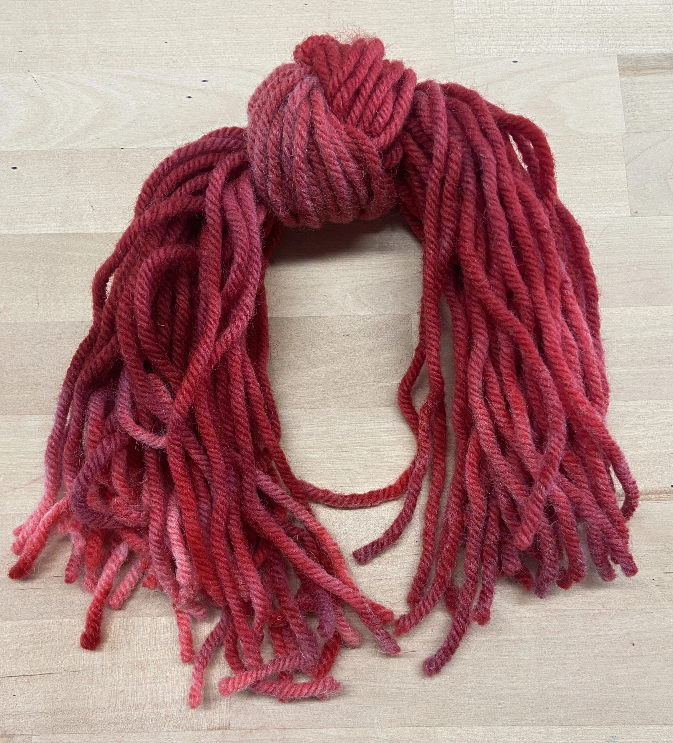 FOUR PLY - Studio Dye - Red - Hand Dyed Super Bulky 100% 4-Ply Wool Yarn for Rug Hooking & Punch Needle - 2oz/50gm