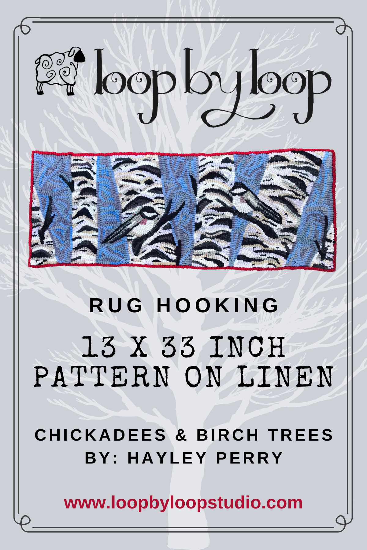 Spring Foliage  - Original Hand Drawn 13 by 33 Rug Hooking Pattern on Your Choice of Foundation Fabric