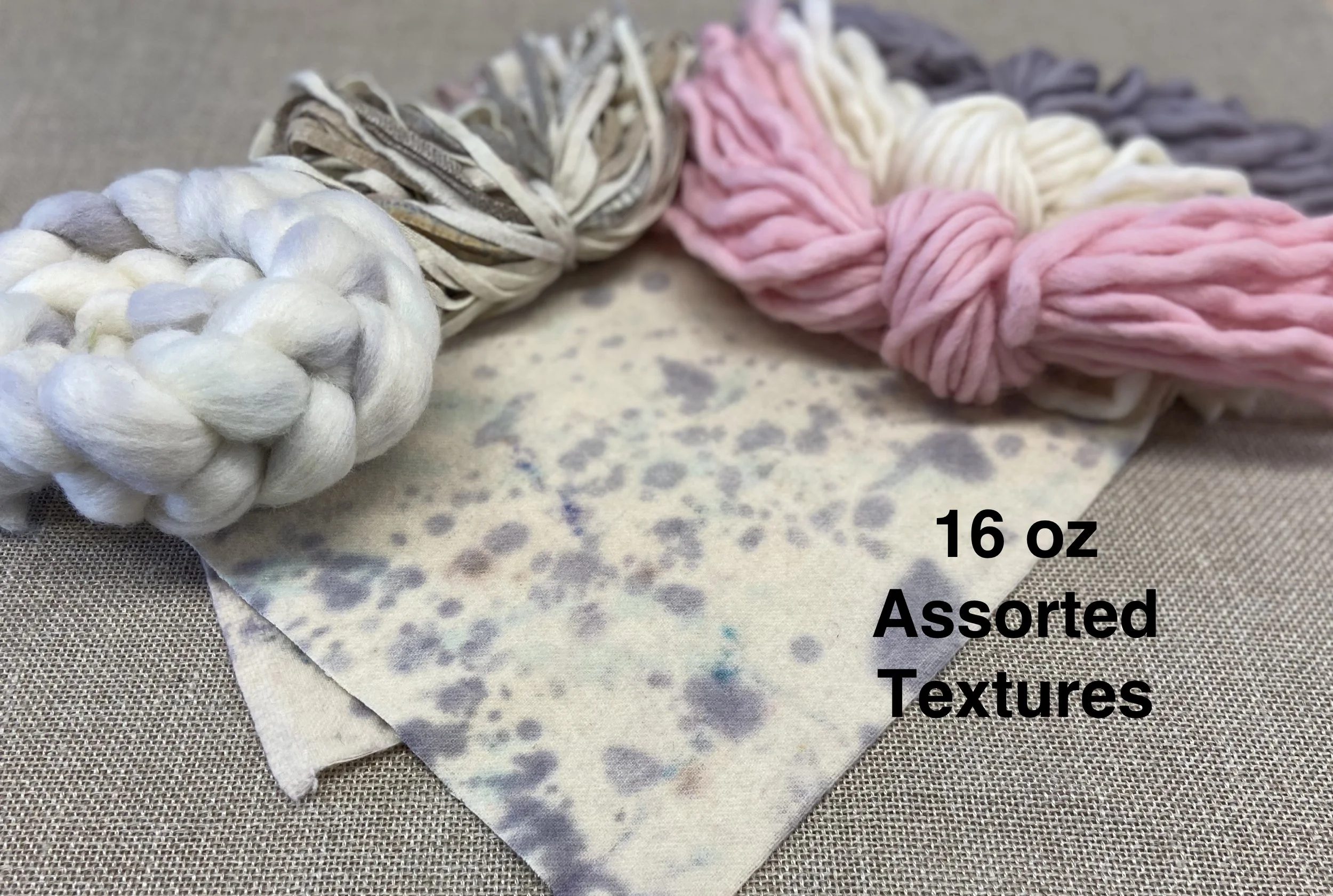 The Lights - Our Largest Sized Texture Bundle: Wool Fabric, Yarn, Roving/Fleece, and Strips - 1 Pound of Wool!