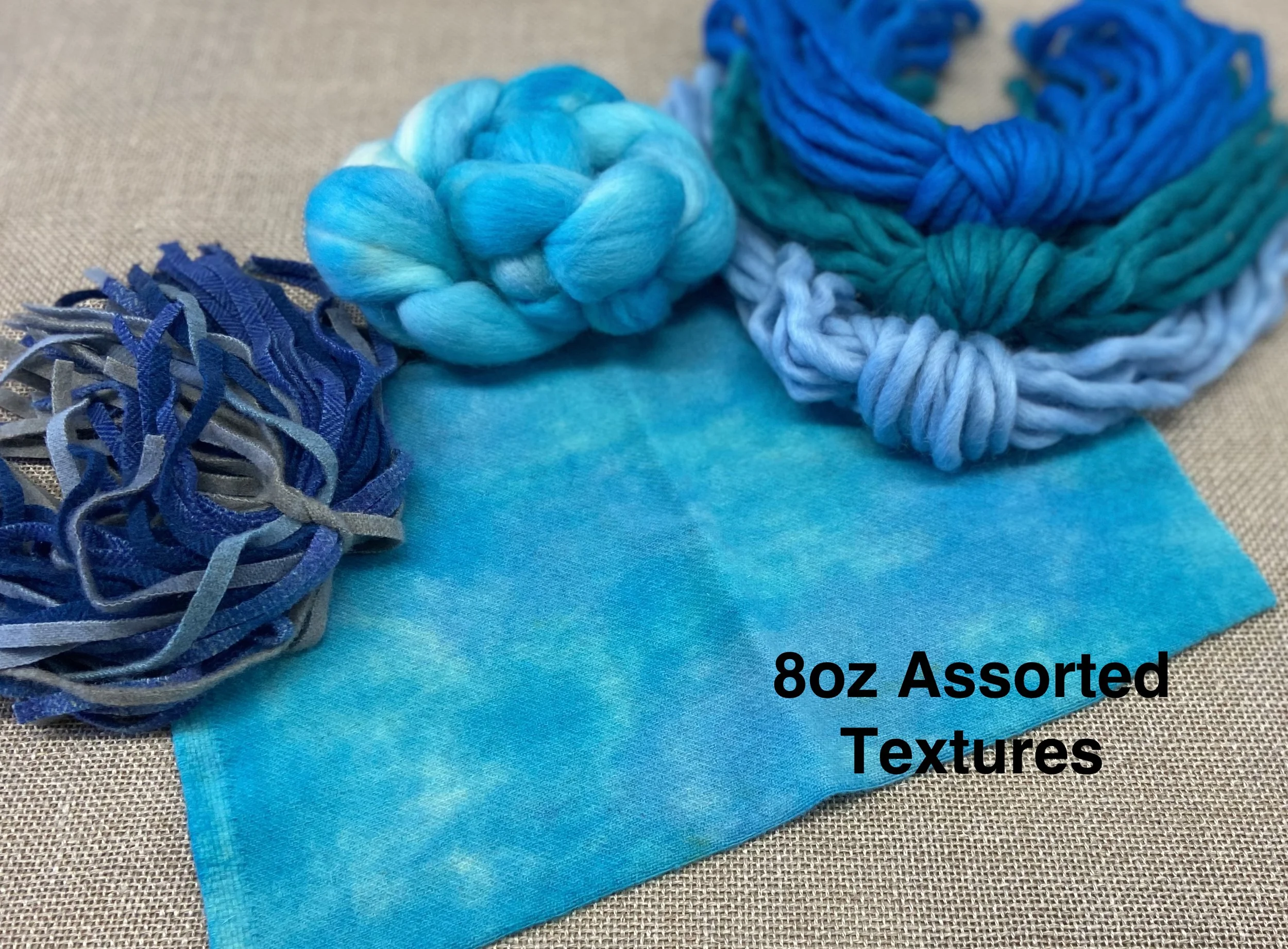 Medium The Greens Sized Texture Bundle Wool Fabric, Yarn, Roving