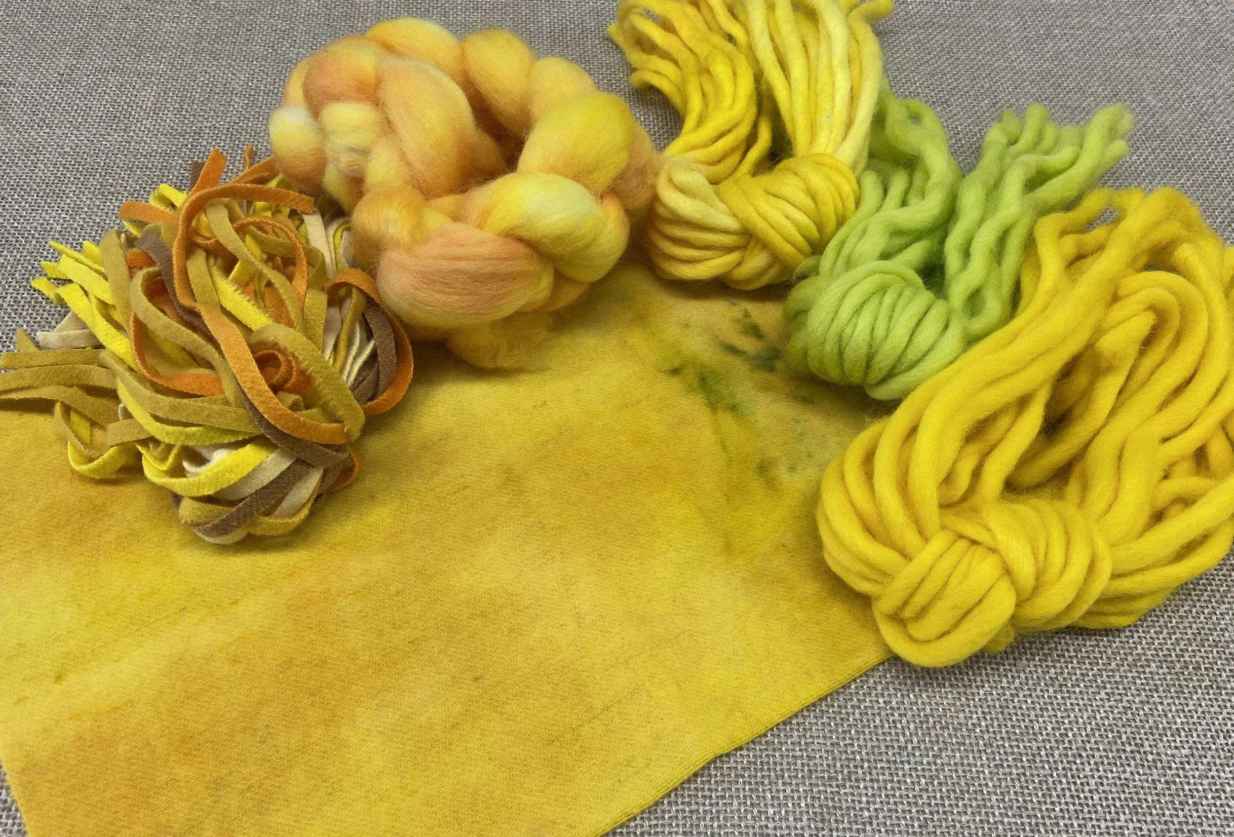 Medium The Greens Sized Texture Bundle Wool Fabric, Yarn, Roving