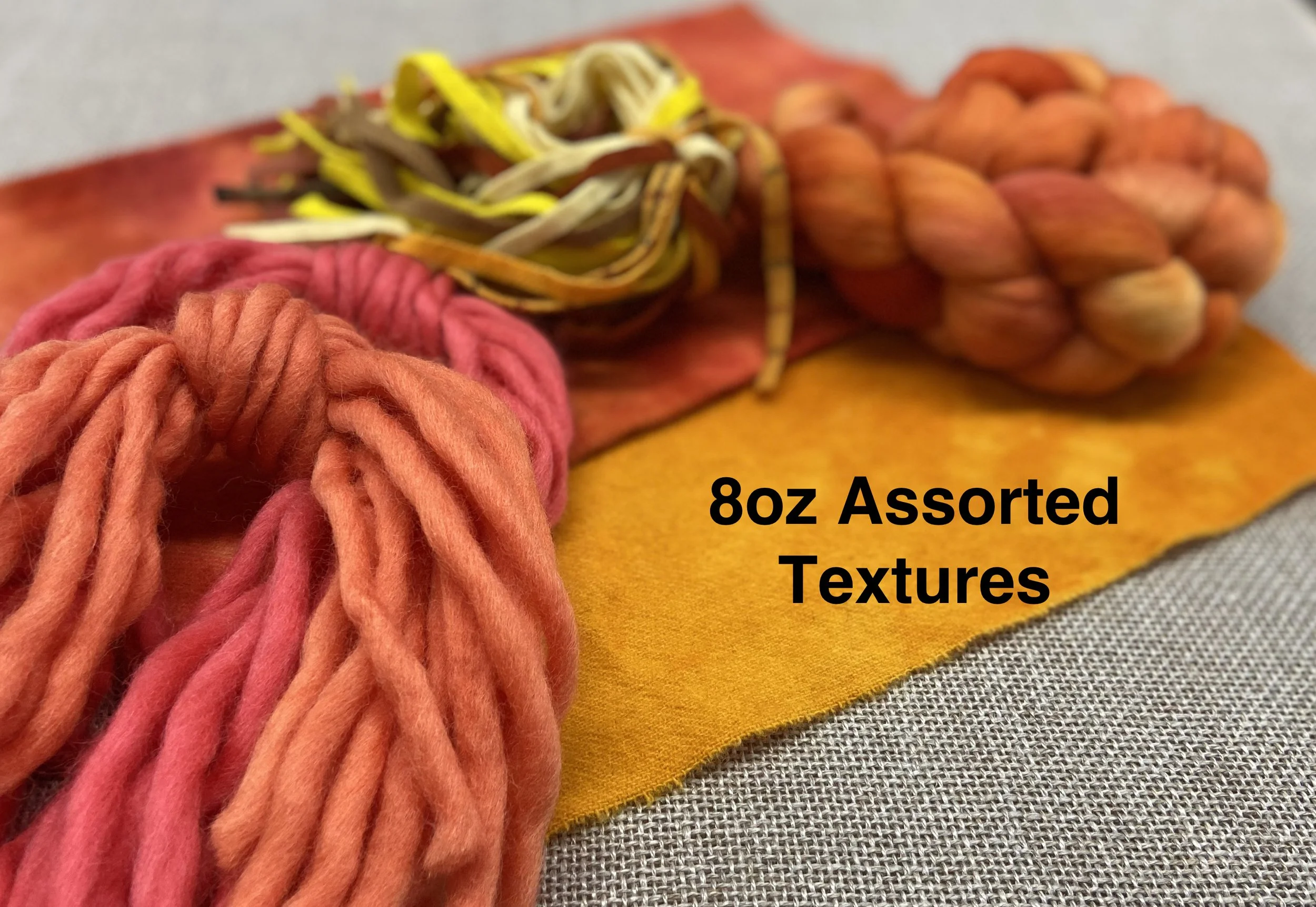 Medium The Oranges Sized Texture Bundle: Wool Fabric, Yarn, Roving/Fleece, and Strips
