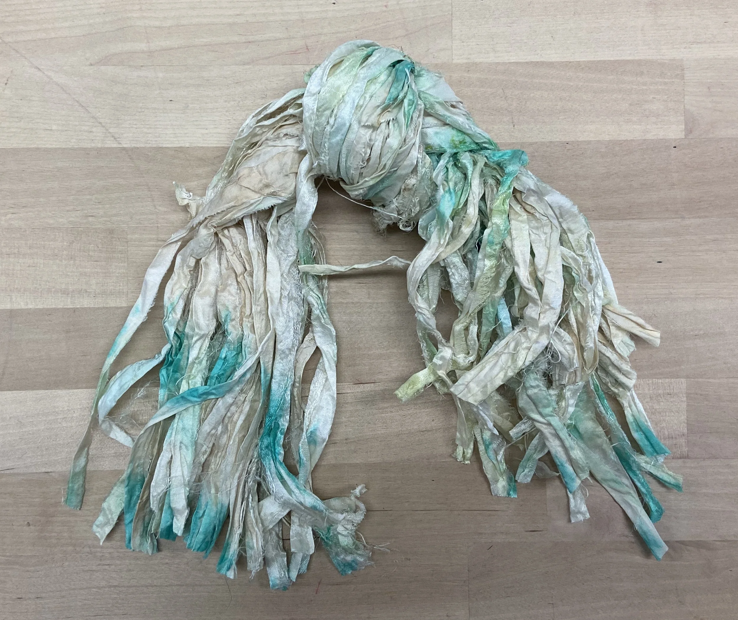 SARI SILK - Studio Dye - Glistening Winter Fields - Hand Dyed Super Bulky 100% Sari Silk Yarn for Rug Hooking & Punch Needle - 2oz/50gm