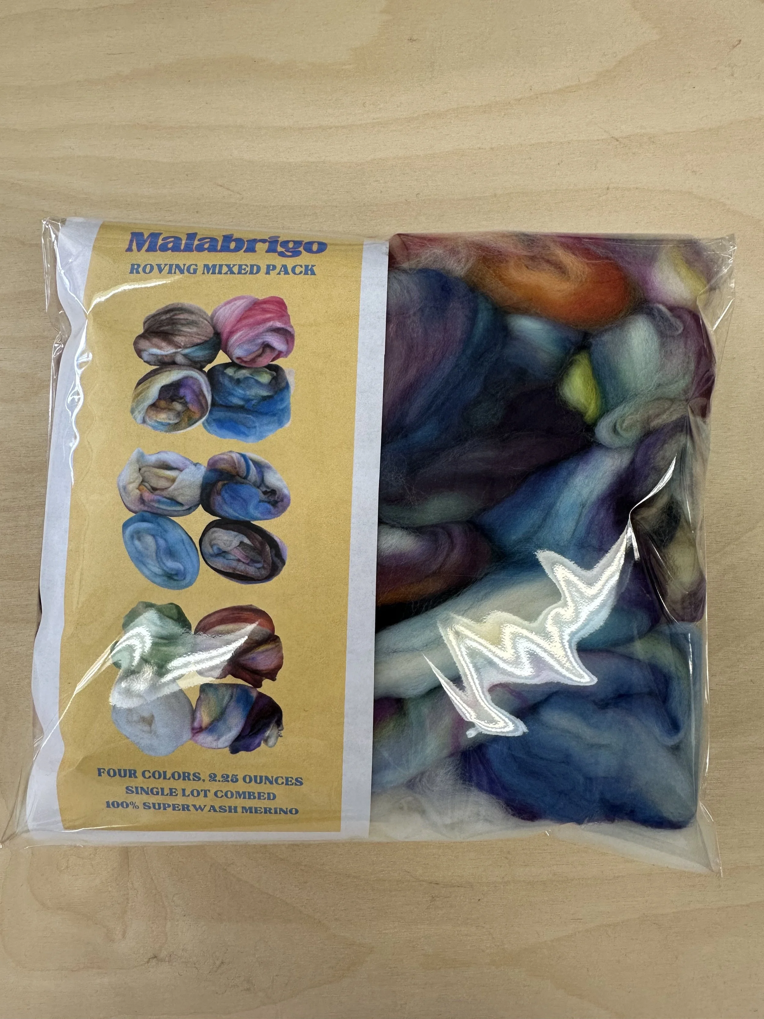 2.25oz Mixed Roving Bundles - 100% Malabrigo Brand "Cloud" Pieces to Use for Rug Hooking, Punch Needle, Weaving, and more!