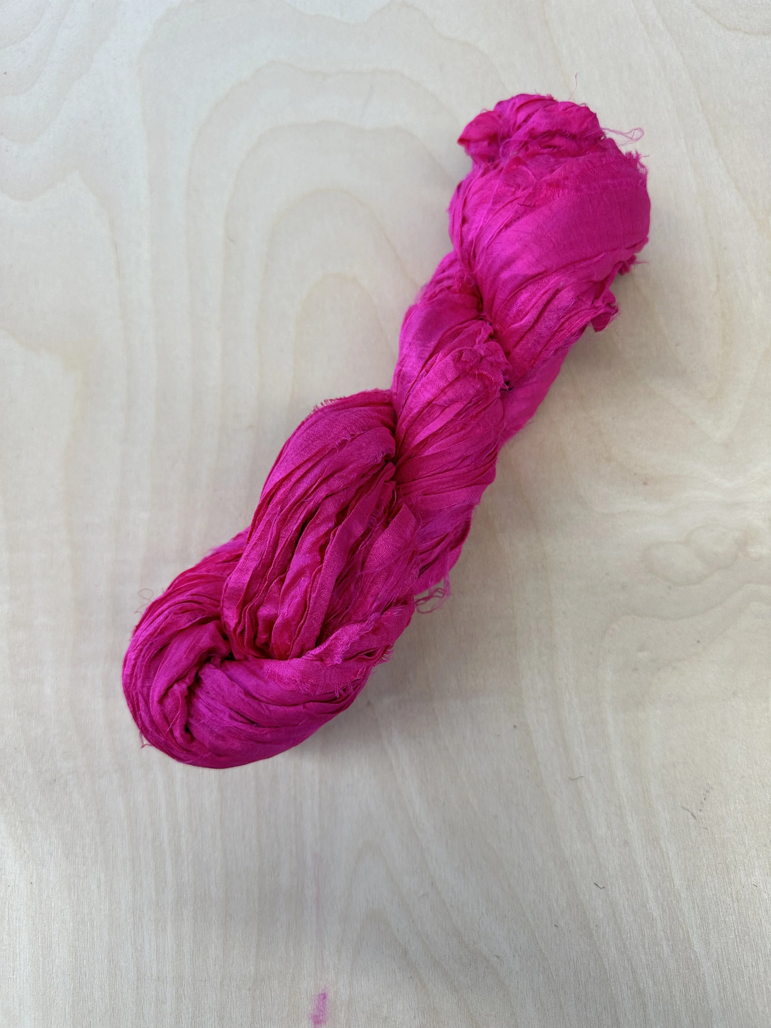 SARI SILK - Neon Pink - Super Bulky 100% Sari Silk Yarn for Rug Hooking & Punch Needle - Available in Full or Half Skeins