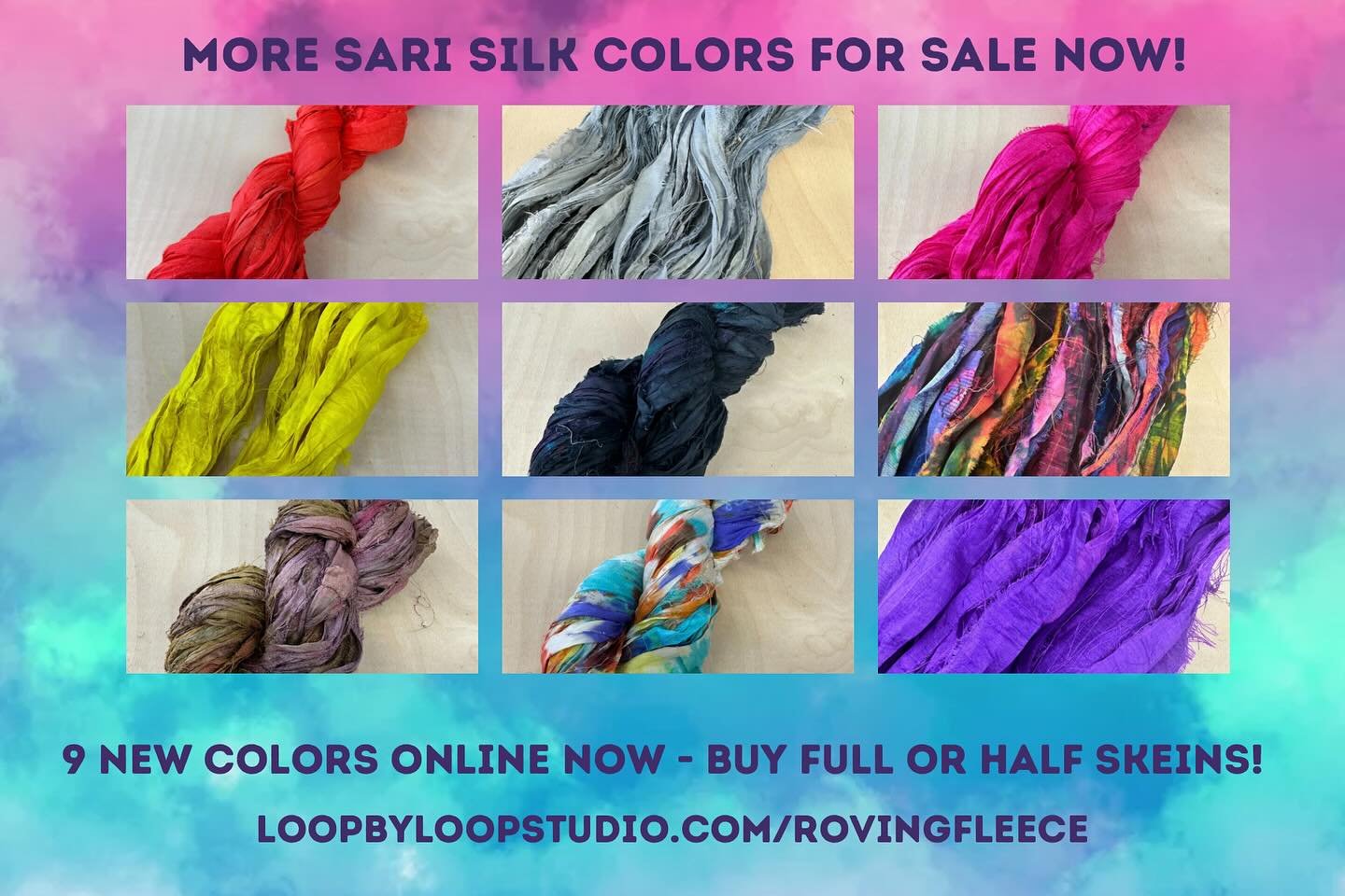 We have some great new options for Sari Silk ribbons on the site now! In addition to Neons, we have Chai Latte, Autumn Ravelry, Tie Dye Gems, and more! #rughooking #rugmaking #rughookersofinstagram #fiberart #fiberartist #punchneedle #rughookingartis
