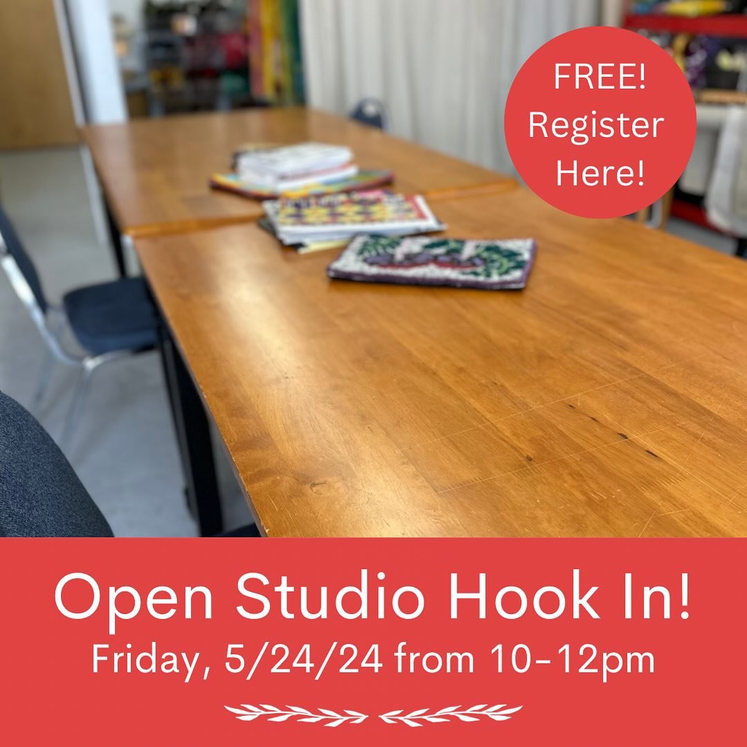 Kick off your Memorial Day weekend by coming to our Free Mini Hook In on Friday, 5/24/24! Let me know you&rsquo;re coming by commenting or registering on LoopbyLoopStudio.com/upcomingclasses. #rughooking #rugmaking #rughookersofinstagram #openstudio 