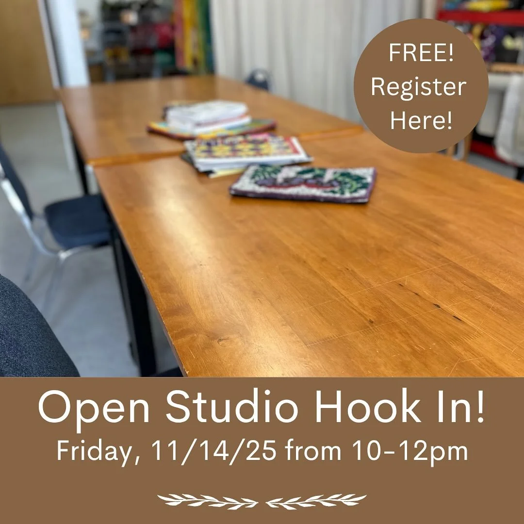 Our next Hook In will be on Friday 11/14/25. Come on over to hook with friends or learn a new craft. DM me if you&rsquo;d like to reserve a chair. #warrenri #openstudio #rughooking #fiberart #fiberartist #textileart #textileartist #rughookersofinstag