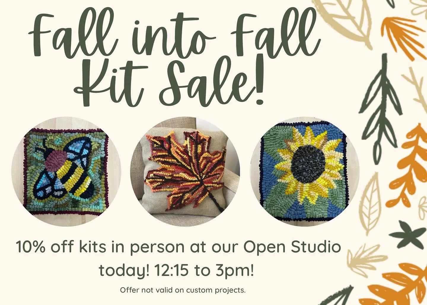 Come pick up a project from the studio today! I&rsquo;ll be hanging out from 12:15 to 3! Lots of discounted roving and skeins too! #rughooking #hookedrug #warrenri #eastbayri #openstudio #artstudio #finerart #textileart