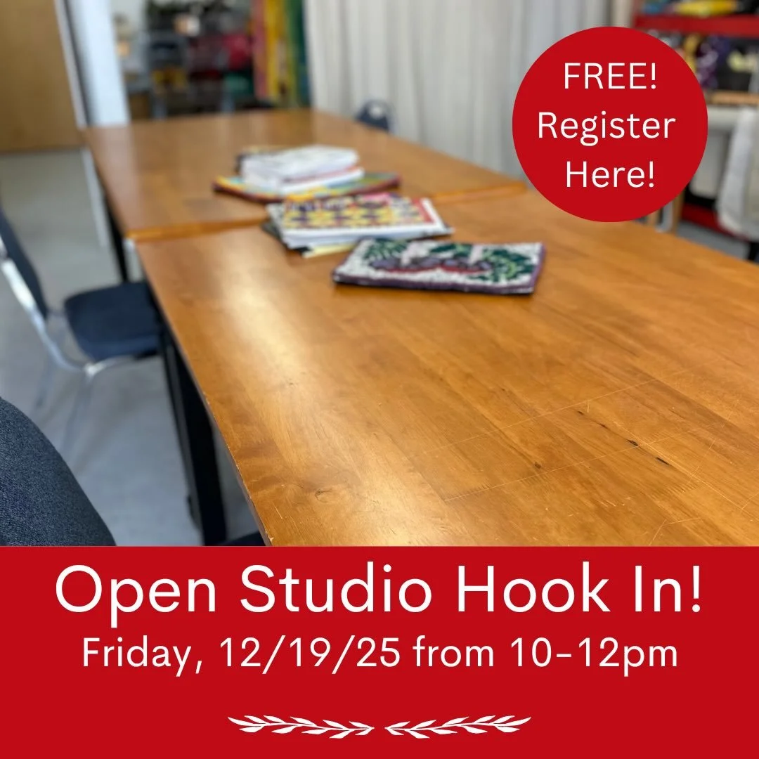 Our next hook in and final one of 2025 will be on Friday, 12/19/25! Head to LoopbyLoopStudio Upcoming Classes and Events to reserve a chair! #rughooking #hookedrug #fiberart #textileart #fiberartist #openstudio #handmadeholiday #warrenri #bristolri #