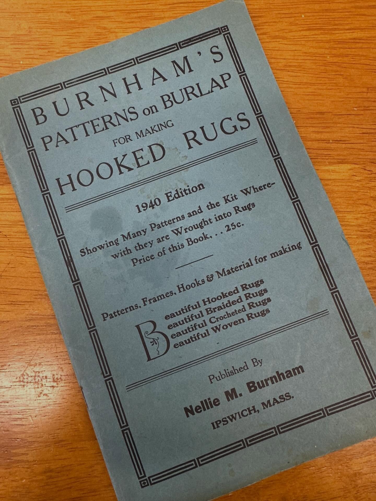 My friend Wendy gifted me this piece of history - a 1940s pattern catalog from a company in Ipswich, MA. From a time when you could order a pattern on burlap for ninety cents to a dollar fifty! #rughooking #hookedrug #rughookersofinstagram #crafthist
