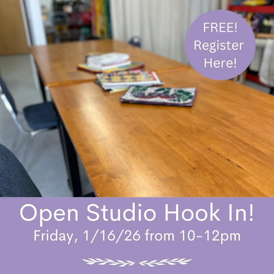 Already planning for next year! Come to our hook in on Friday, 1/16/26 from 10-12pm. Register on loopbyloopstudio under upcoming classes. #rughooking #warrenri #openstudio #fiberart #textileart