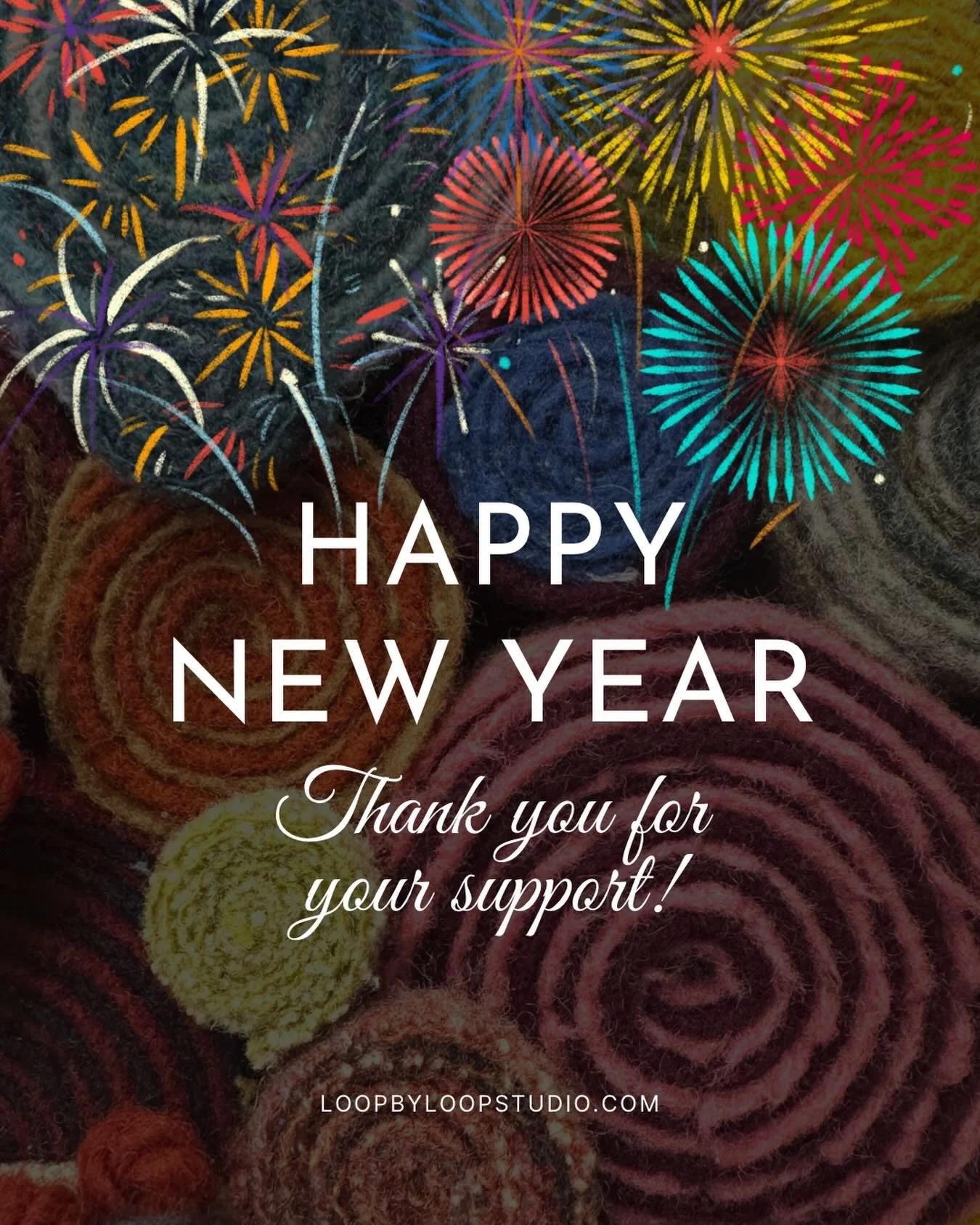 Happy 2026. Thanks for your year of support, inspiration, friendship, and creativity. Cheers to more art projects to come! #rughooking #rugmaking #contemporaryfiberart #fiberart #textileart