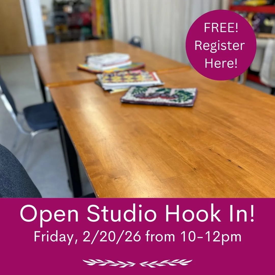 Our last hook in was record breaking - every chair was filled! Be sure to register for Feb so I know if I need to bring in a few more chairs (which I&rsquo;m happy to do)! All are welcome. #rughooking #warrenri #fiberart #fiberartist #textileart