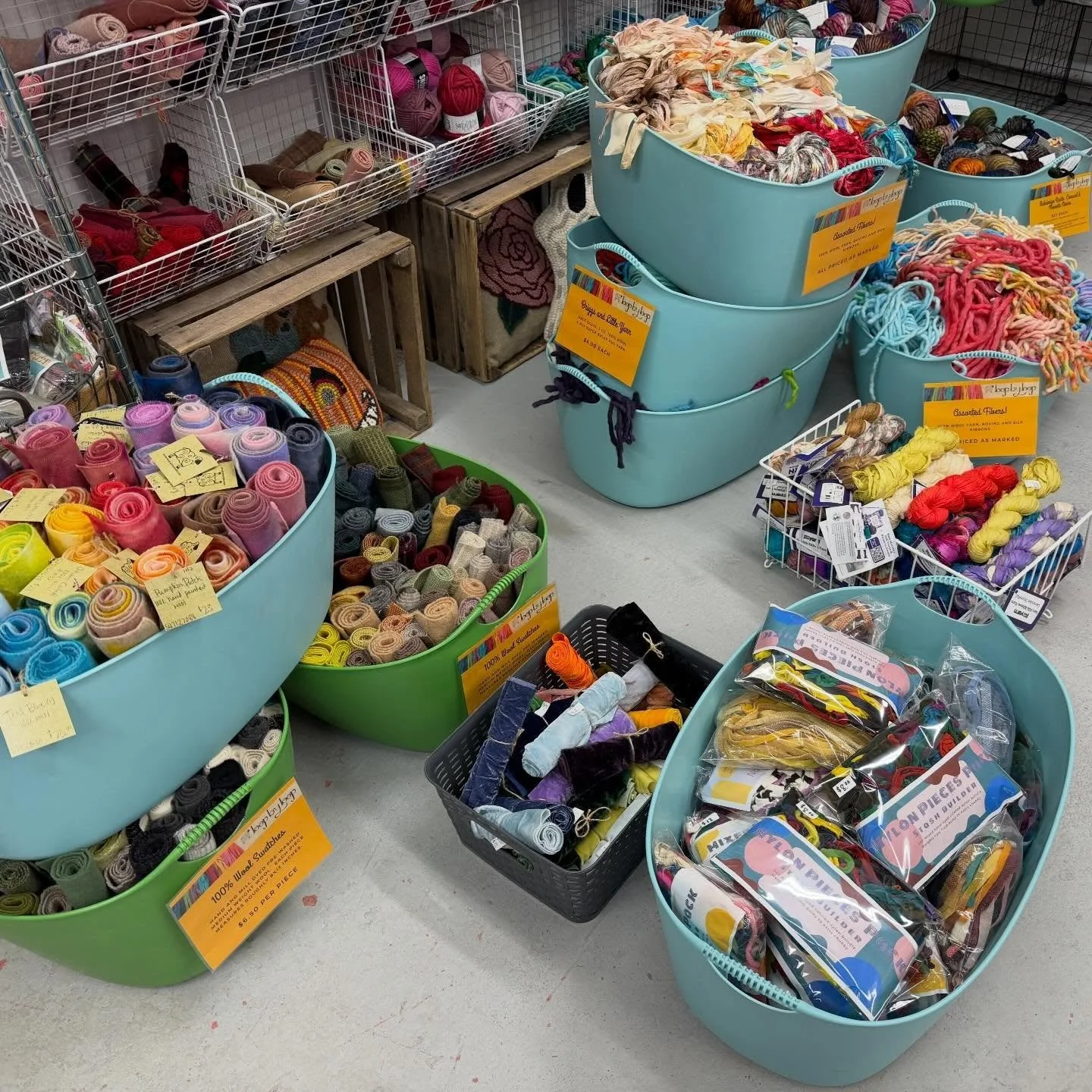 Getting packed up for the WMWM hook in at the Manchester Community College tomorrow! Packing up now so I have work on a large collage I&rsquo;ve had in progress for far too long! #rughooking #fiberart #textileart #contemporaryfiberart #rugmaking