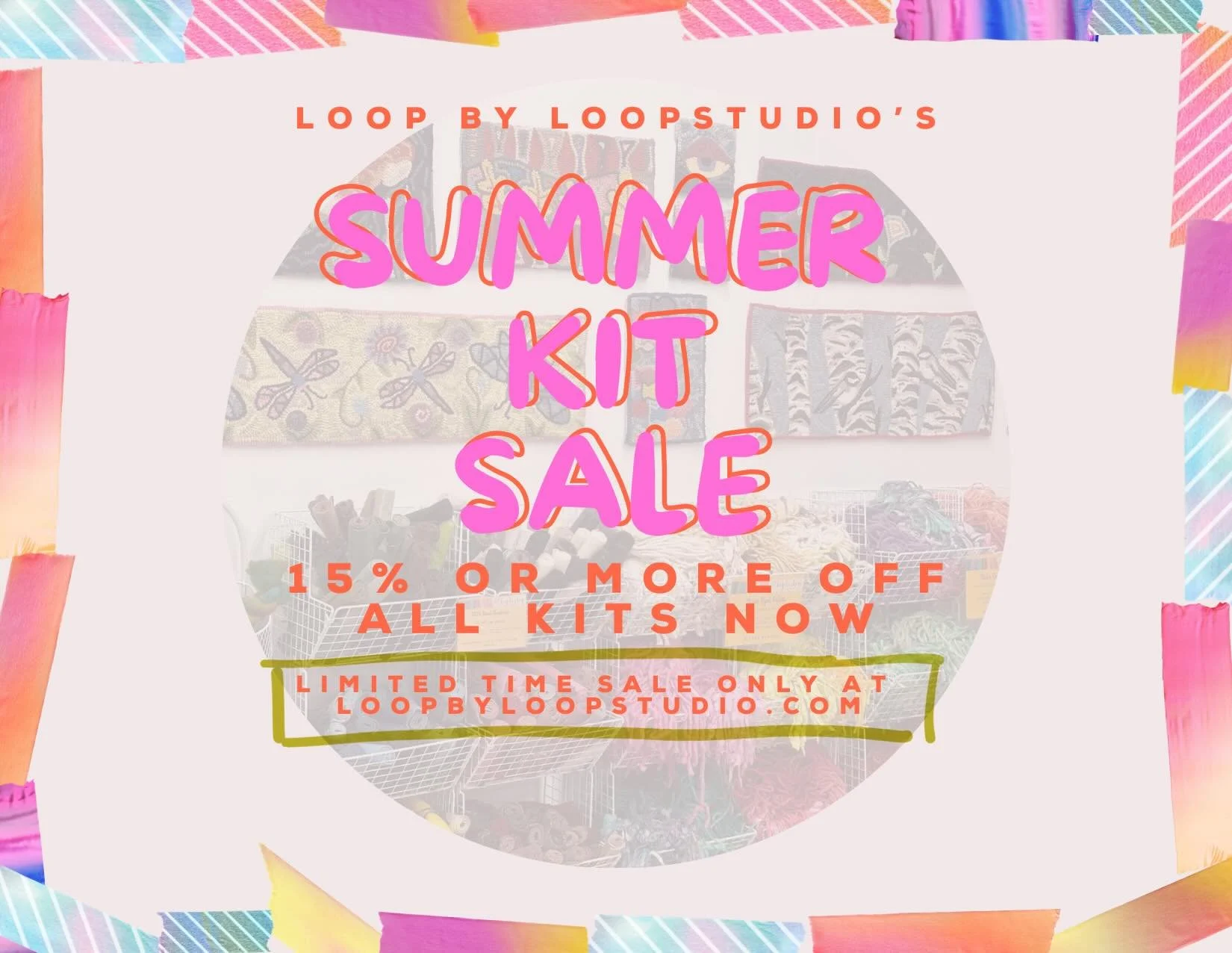 Summer is the perfect time to start a relaxing creative project! Get yourself a rug hooking, flower, or wreath kit from LoopbyLoopStudio.com for 15% off now! #rugmaking #rughooking #woolart #craftkits #smallbusiness