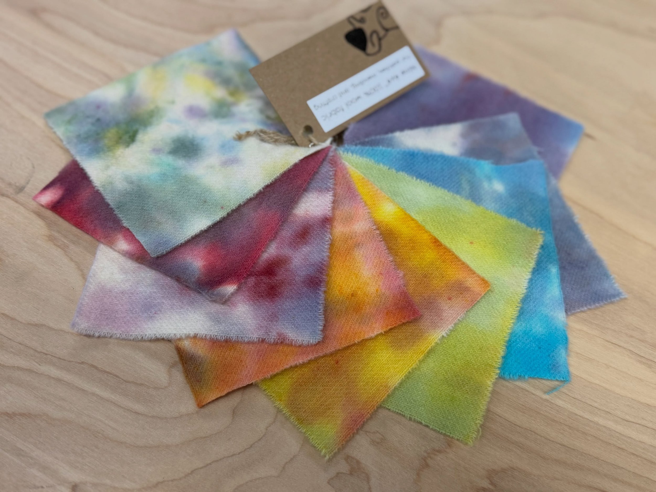 I&rsquo;m working on a new product exclusively for @craftland in PVD! Stay tuned for hand dyed wool swatches for all your crafty needs. 😀 #fiberart #pvd #textileart #mending #slowstitch