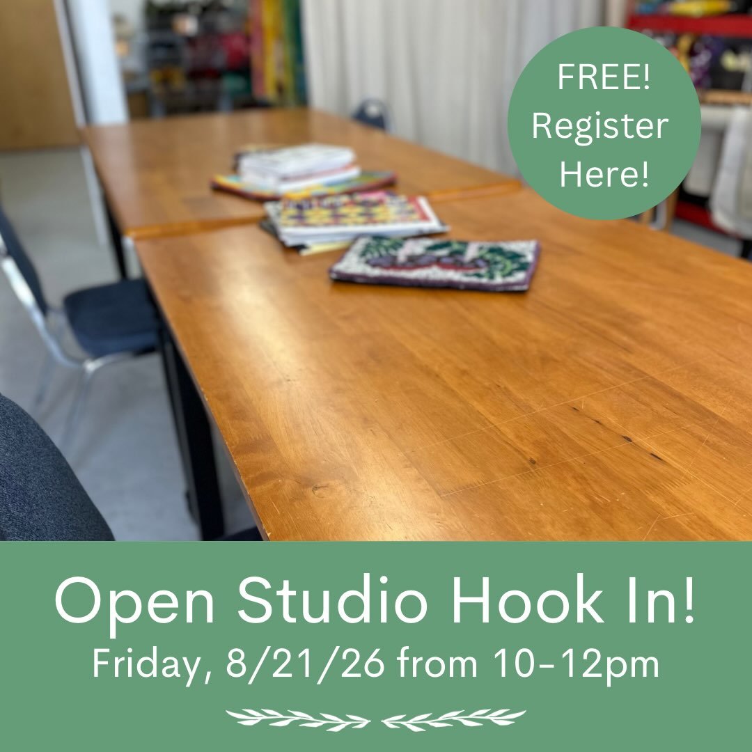 Our next open studio will be Friday, 8/21/26! Register now or send me a message that you&rsquo;d like to come! #rughooking #warrenri #eastbayri #openstudio #fiberart