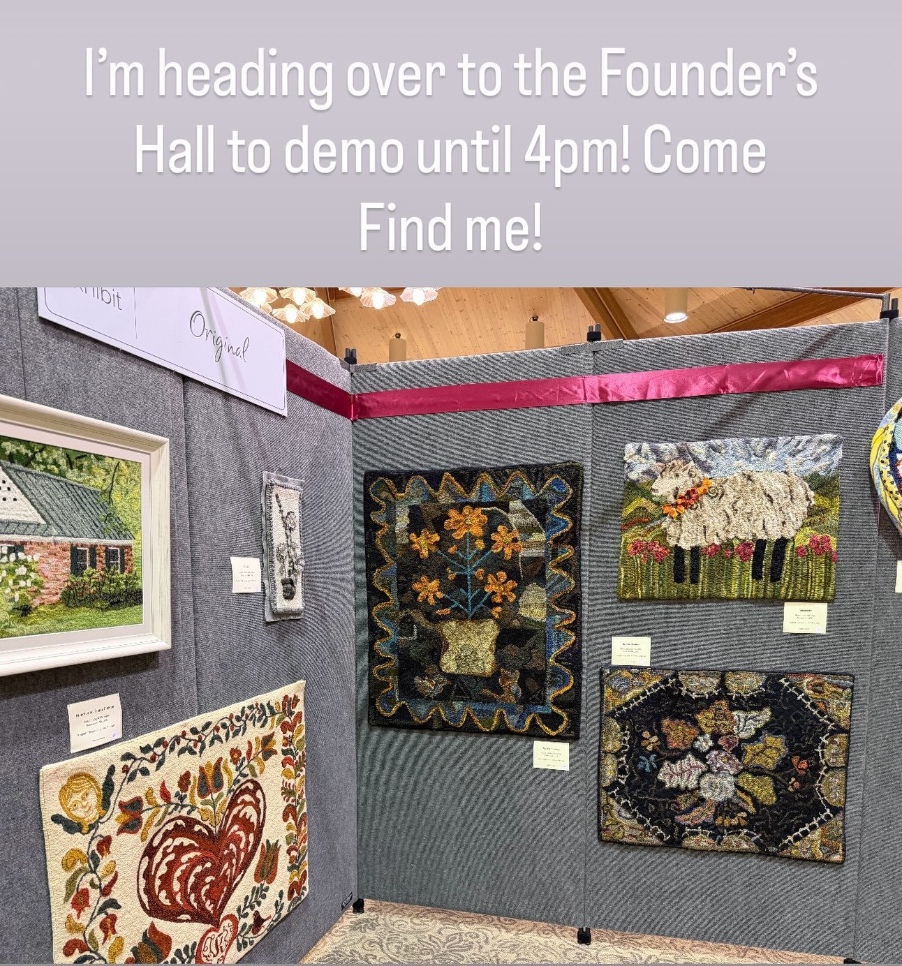 At Sauder - heading to the exhibit to demo until 4pm. Come find me and chat! #rughooking #rughookersofinstagram #fiberart #sauderrughookingweek #rugmaking