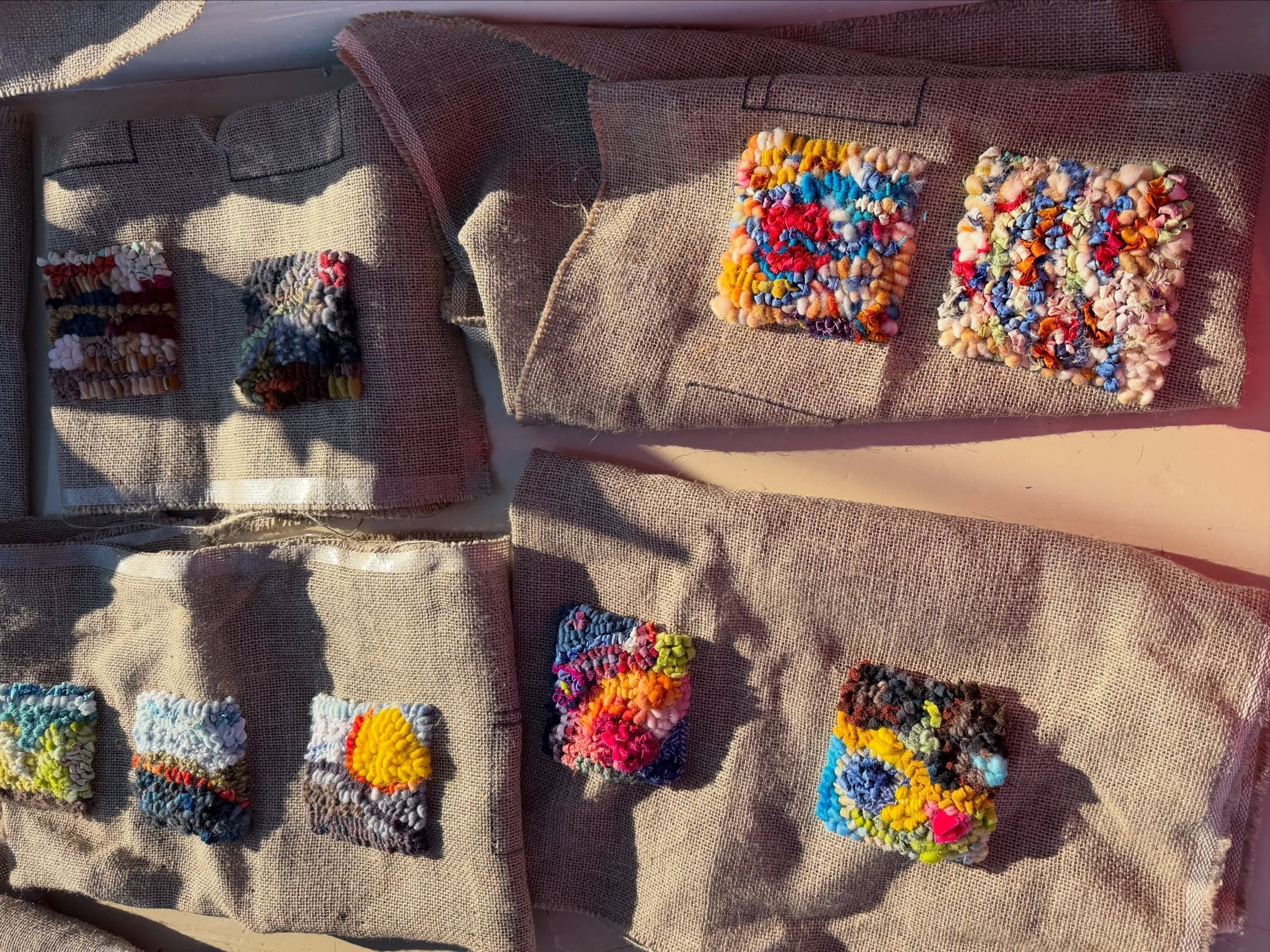 The @schoonerriggin trip with @207creatives wrapped up yesterday and the class produced some wonderful mini pieces! Even the crew got hooked!! Thanks for SUCH a special time! Back to the studio today! I can&rsquo;t wait!! #rughooking #hookedrug #rugh