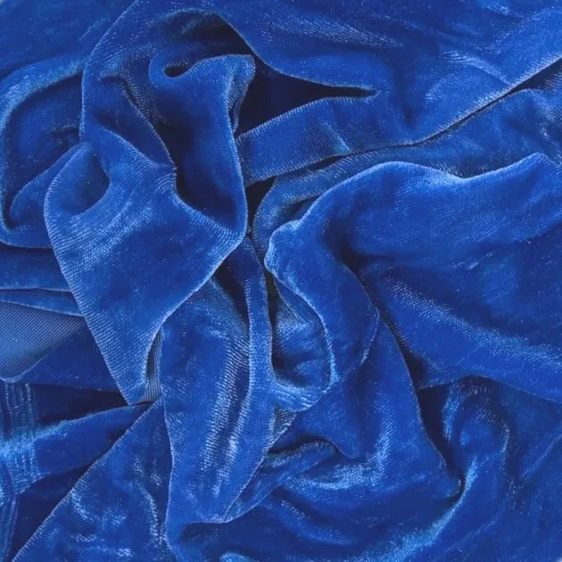 Velvet - Medium Blue - Hand dyed 6 x 30 inch fabric for Rug Hooking, Punch Needle, Weaving, Applique, and More!