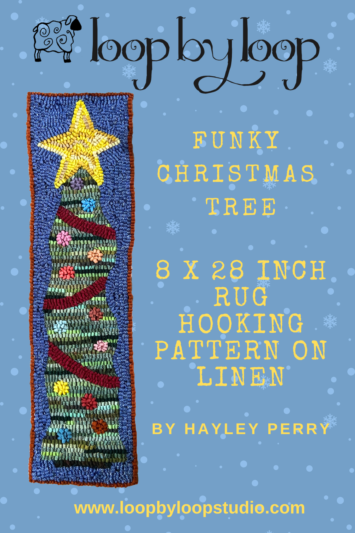Skinny Funky Tree  - Original Hand Drawn 7 by 28 inch Rug Hooking Pattern on Your Choice of Foundation (Copy)