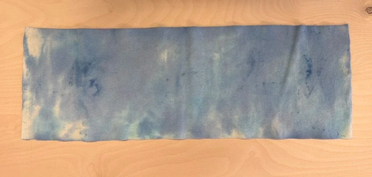 Rug Hooking Wool Fabric - Bright Sky Blue - Roughly 10.5 x 27" Hand Painted Piece for Rug Hooking, Quilting, and  More - Cut Strips Optional