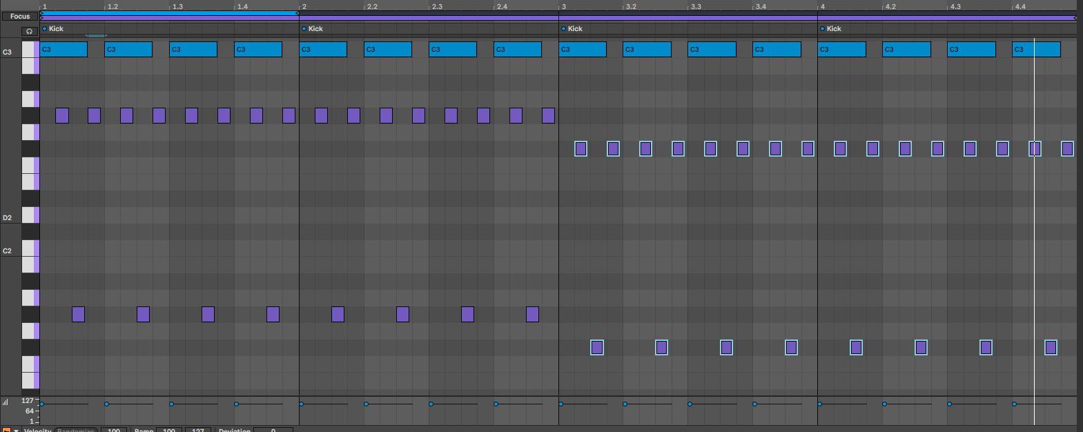 Melodic techno pluck bass MIDI pattern