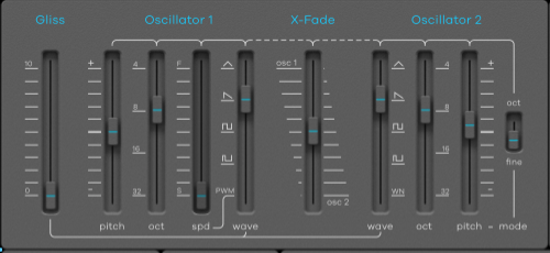 BA-1 oscillator settings with two saw waves