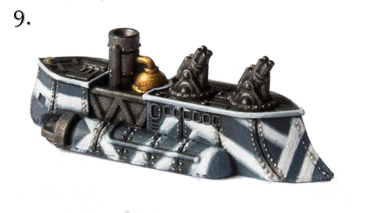 Pick out all the rivets you shaded I the previous stage with Morrow White.
