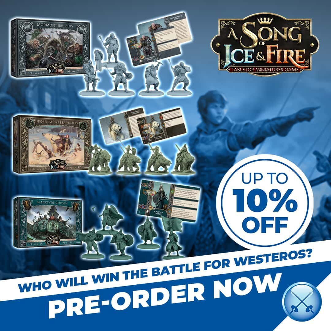 Battle for control of Westeros as your House proves their might on the battlefield with brand new reinforcements for #ASongofIceandFire. 🐺

Pre-order now with up to 10% off: https://bit.ly/3QgTqCd

#GameofThrones #ASOIAF #CoolMiniorNot #Wargaming #M