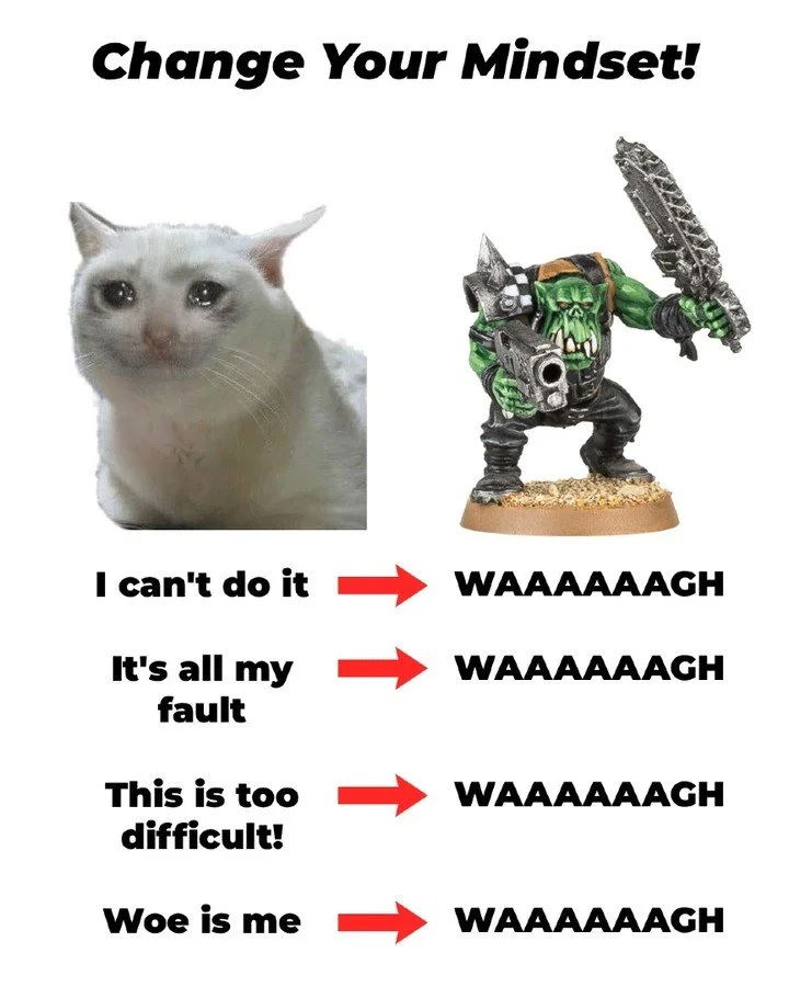 There is nothing a simple waaaagh can't resolve 😋

#Orktober #MemeFriday #warhammer40k