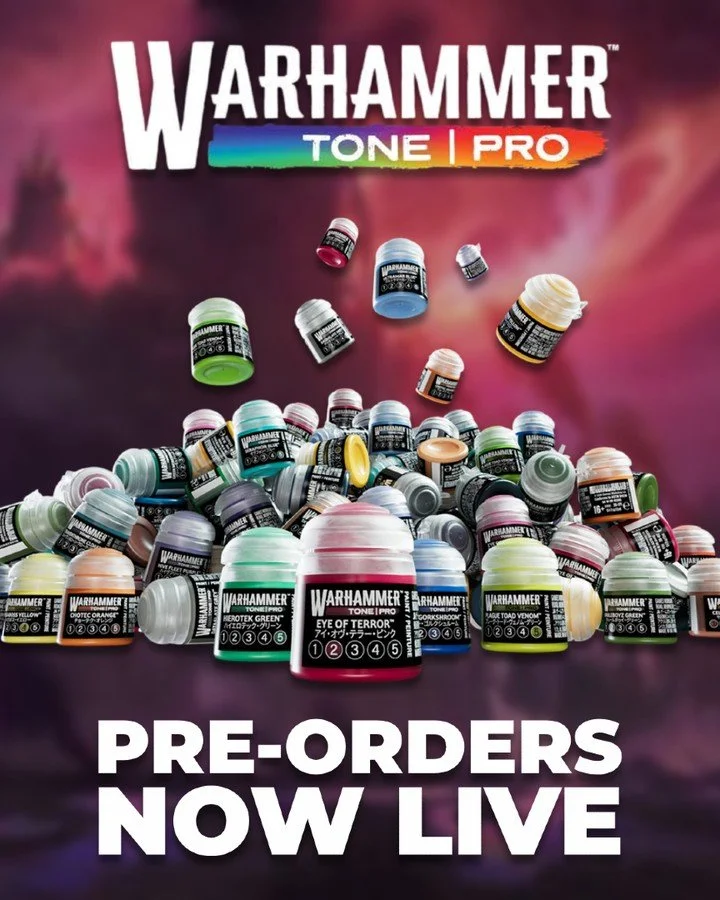 Get those brushes ready - Warhammer Tone Pro is ready to preorder now!

Whether you're colouring Space Marines or Tyranids, the new 1-5 system has the perfect colour for you.

Shop now via the link in our bio.

#warhammer #warhammer40k #paintingminia
