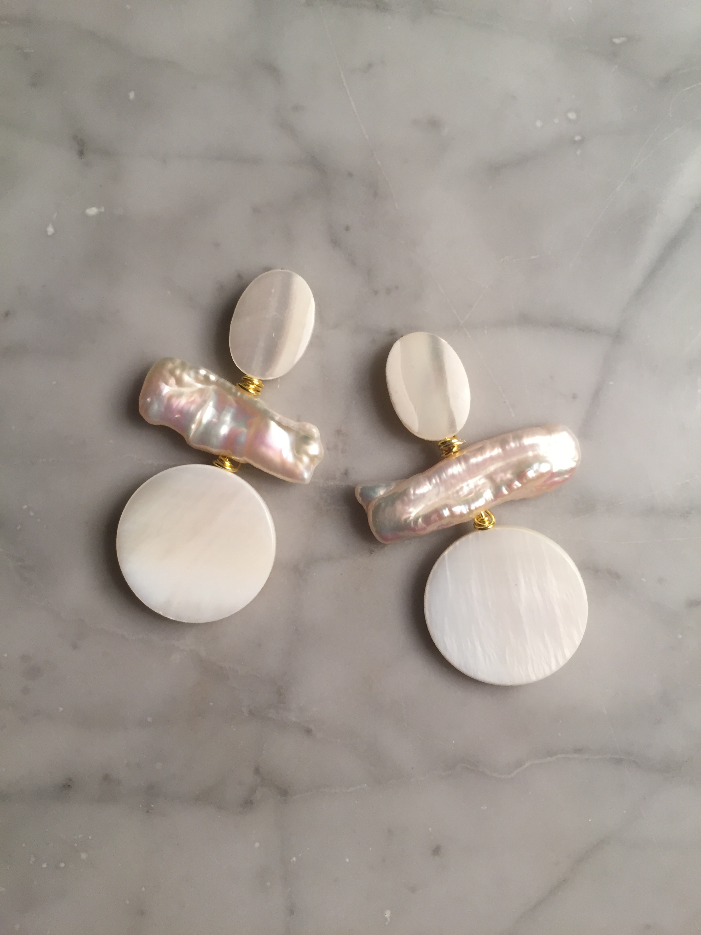 Fresh Water Pearl and MOP Circle Drops