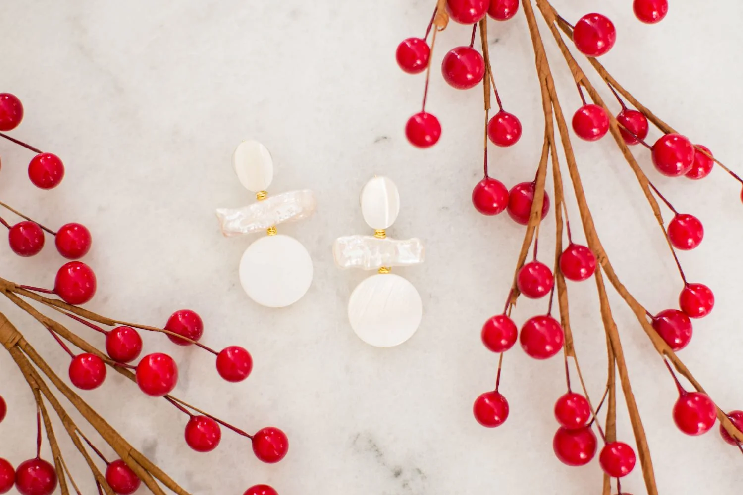 Fresh Water Pearl and MOP Circle Drops