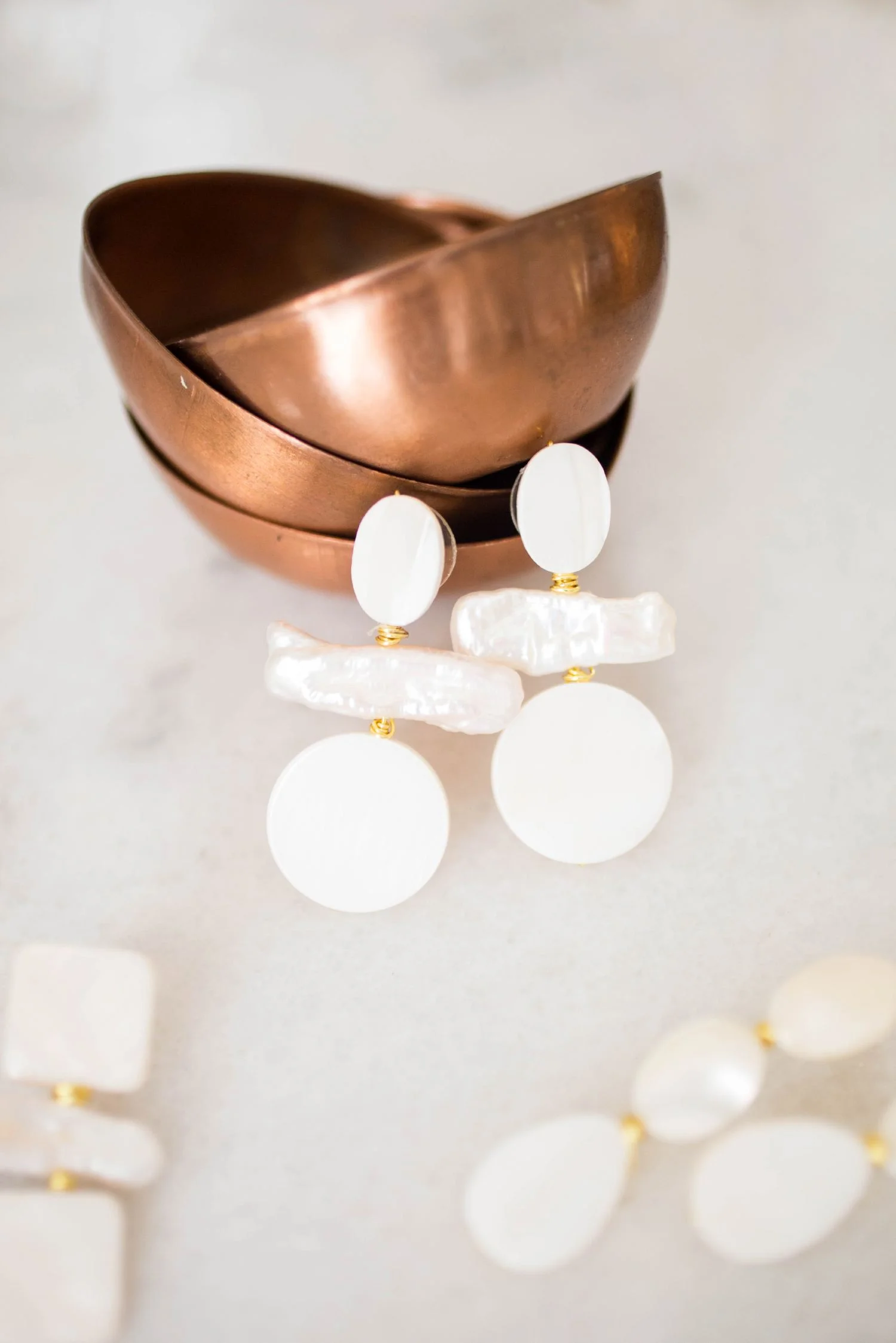 Fresh Water Pearl and MOP Circle Drops