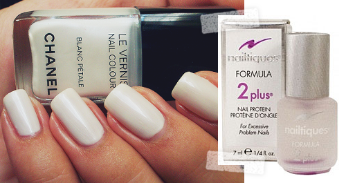 I have really short, brittle nails. Is there any product that actually works to strengthen nails and make them grow?- lovelylittleowls
Believe it or not, yes. Nailtiques Protein formulas are absolutely my favorite cult beauty product for nails. If your nails won’t grow, or just don’t look naturally that pretty, this stuff really works.
I’m all about a nude-tone* or bare nails these days - and both looks reveal all flaws. These polishes can be used as base coats or under your fave base, and they have a nice matte-ish finish just as a clear polish. Their tagline is “Nothing Even Comes Close” - and amazingly, I think that’s actually true!
Does this: Strengthens and conditions nails so they grow long and strong. Is this: Nailtiques Protein formula collection
Formula 1 - Maintenance for strong, healthy nails (starts at $5.00)
Formula 2 - For soft, peeling, splitting nails (starts at $5.00)
Formula 3 - For dry, brittle nails prone to breaking (starts at $5.00)
Formula 2 Plus (shown above) - The ultra-treatment for nails with stubborn problems ($9.50)
Get these : Here Size : 1/8 oz - ½ oz Price : Most are $5.00 - $17.50
*Image via Masha2000 ; Chanel Blanc Pétale is no longer available but I love Essie’s Marshmallow for a more solid, but not White Out, white - note it doesn’t have the shimmer of the Chanel though.