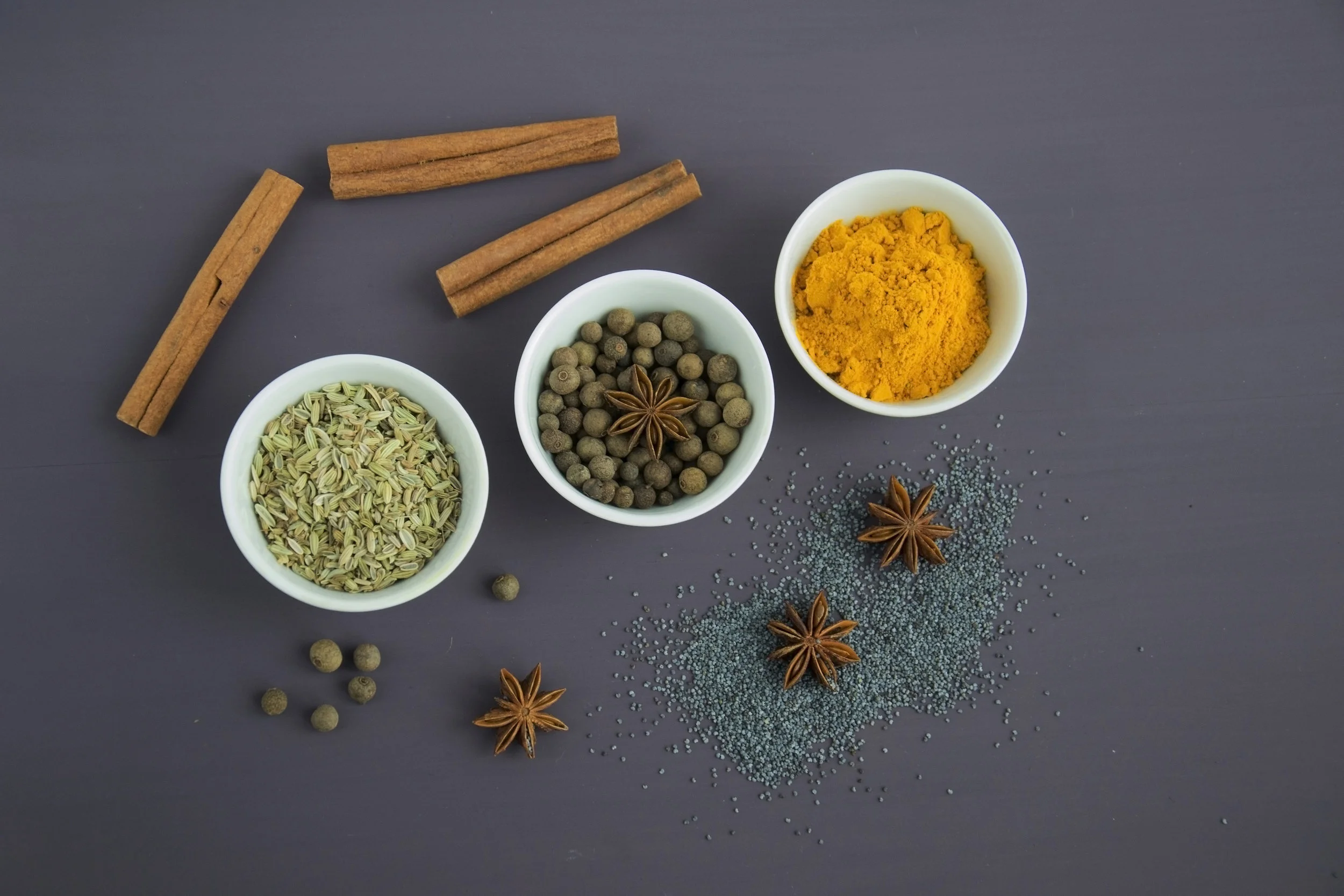 Photo by Mareefe from Pexels https://www.pexels.com/photo/assorted-spices-near-white-ceramic-bowls-678414/