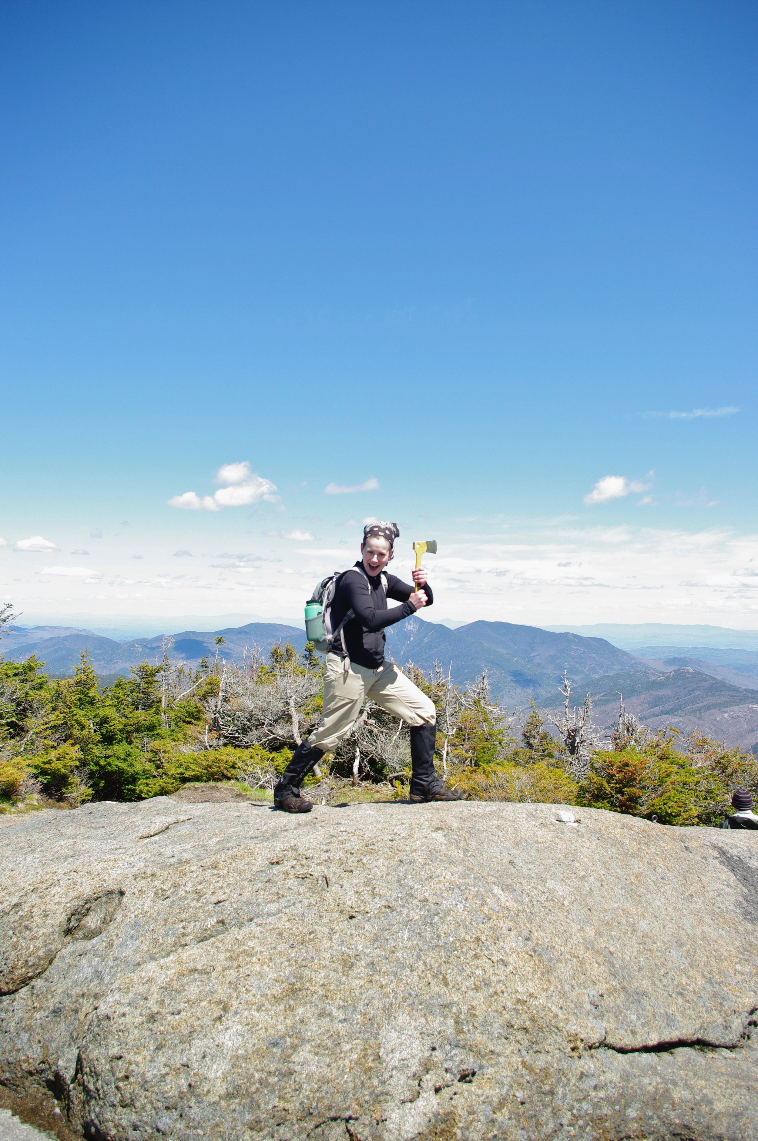 ...just look at that outdoorsy enthusiasm, at the peak of Gothics Mountain in the Adirondacks.