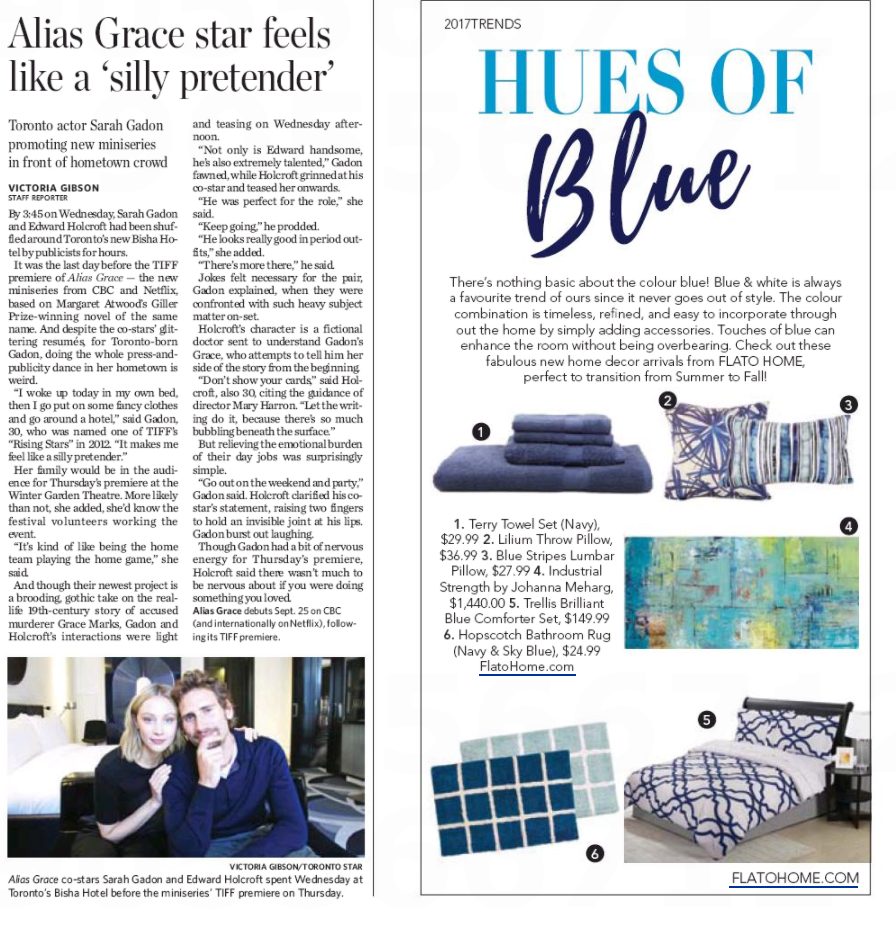 TORONTO STAR Alias Grace star stays at Bisha Hotel Toronto