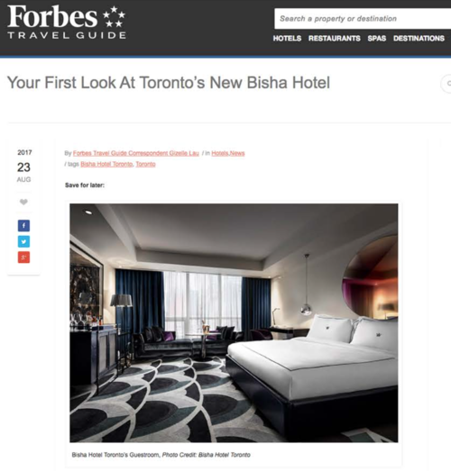 FORBES TRAVEL GUIDE Your First Look At Toronto's New Bisha Hotel