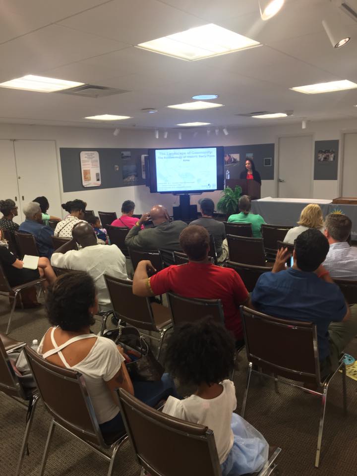 Charde Reid gives a presentation on the archaeology that the DC Office of Historic Preservation has been doing around Anacostia for the past 30 years.