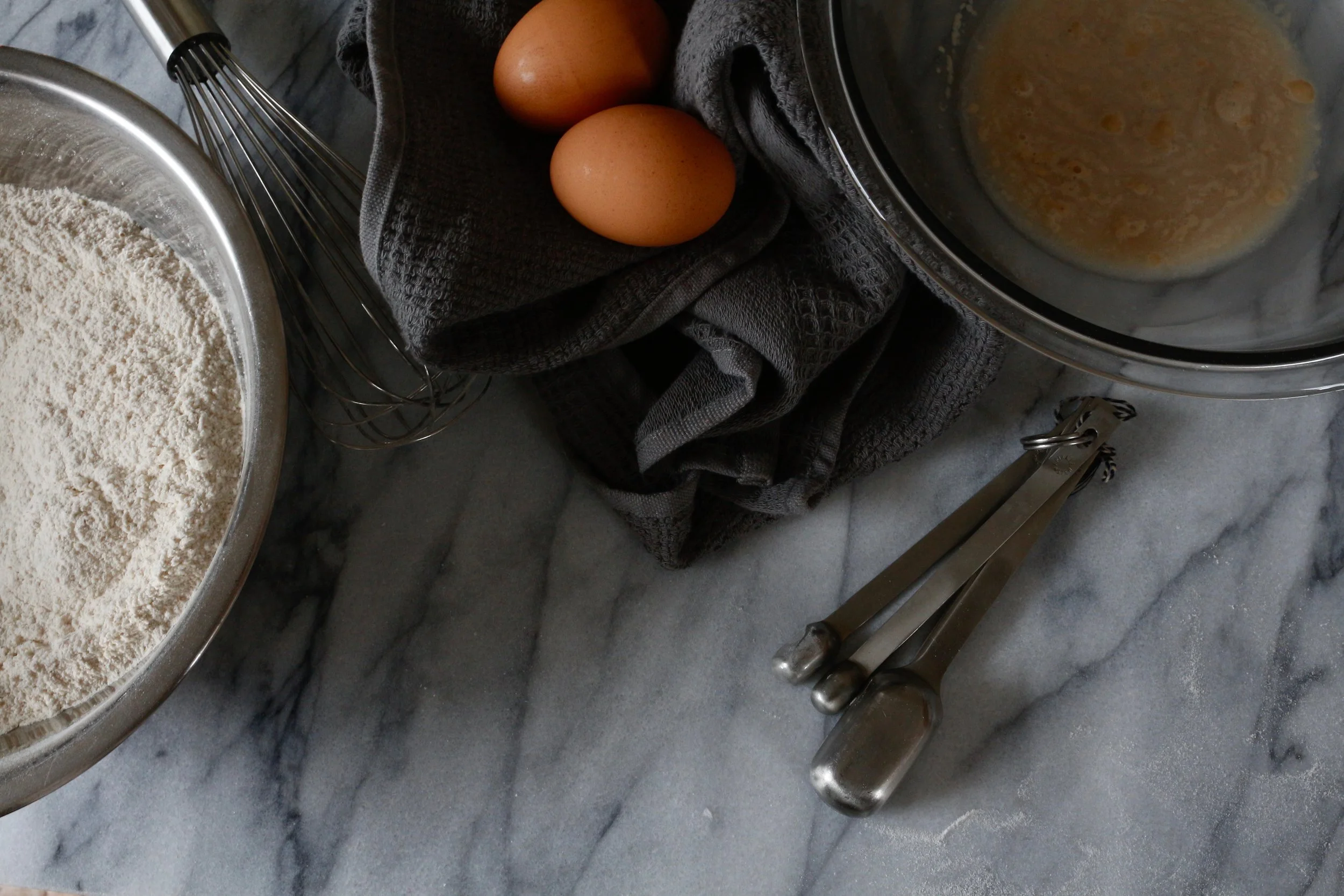 Waffle recipe from Melissa Clark for NYT. The beauty of a good recipe is that you can adapt it to fit your personal taste/ what you have in the house (hence Pantry!) Swap non-dairy milk for regular. Add a pinch of cinnamon for warmth. No Walnuts? Use toasted almonds instead. See how easy this is?