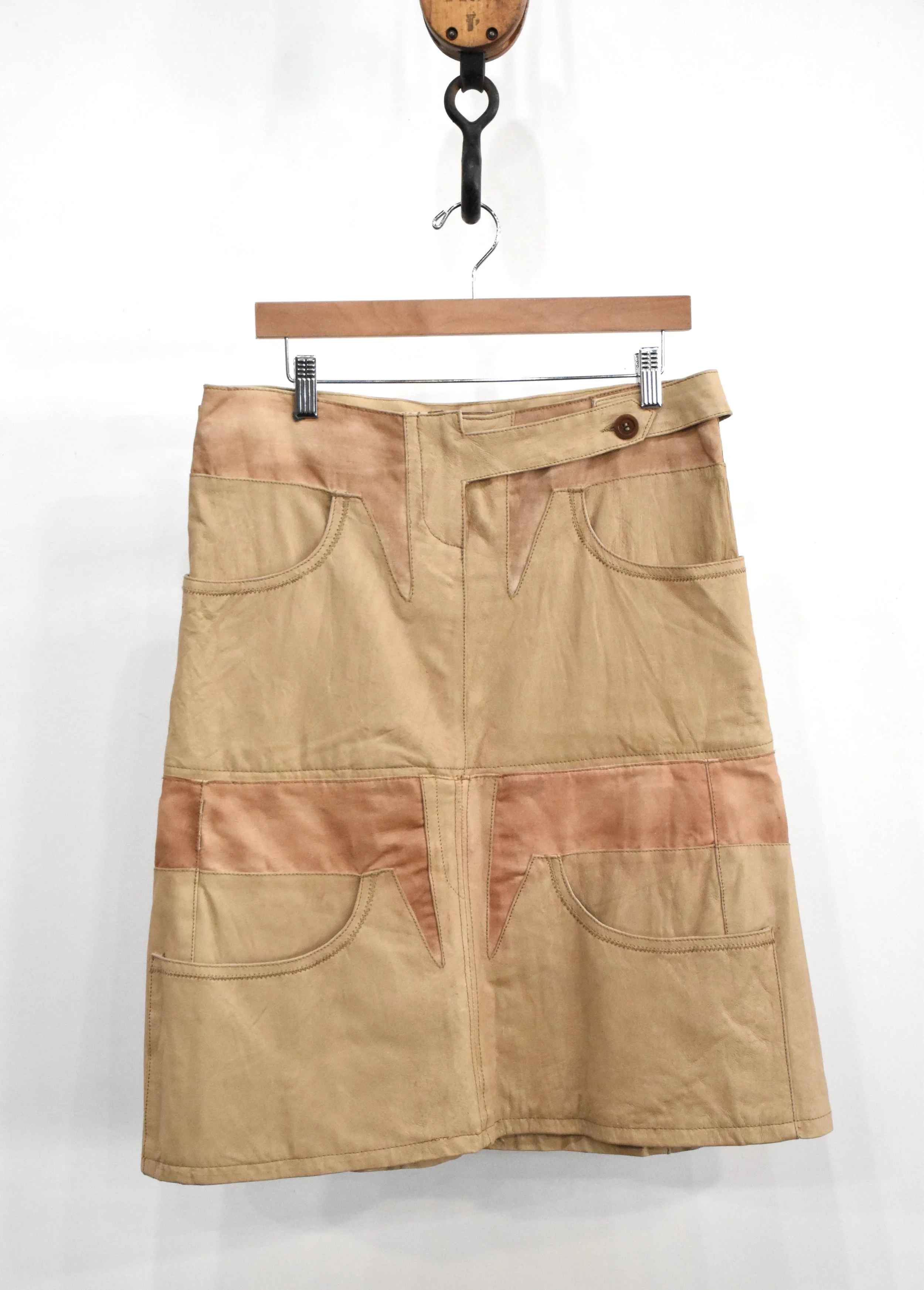 Canvas Leather Pattern Skirt