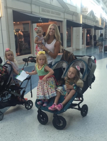 Real Life air travel with 4 children in need of strollers. One City Mini Double and one Baby Trend Sit n Stand with the the infant seat positioned in front.