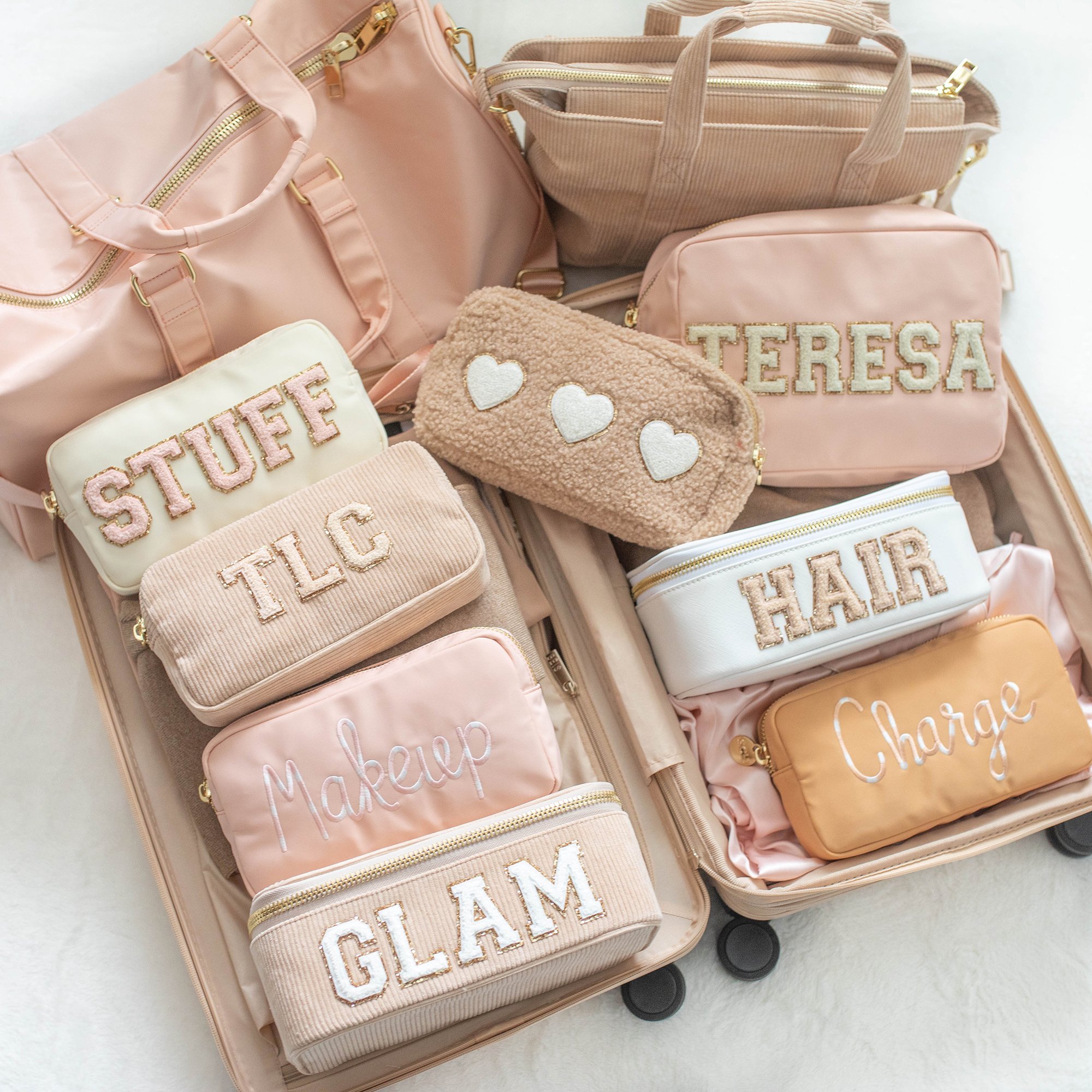 LUCKIPLUS 2 Pcs Preppy Makeup Bags Stoney Clover Dupes for Women Cute Skin  Care Bag Small Cosmetic Bags Preppy Pouch Patches Waterproof PU Preppy Case