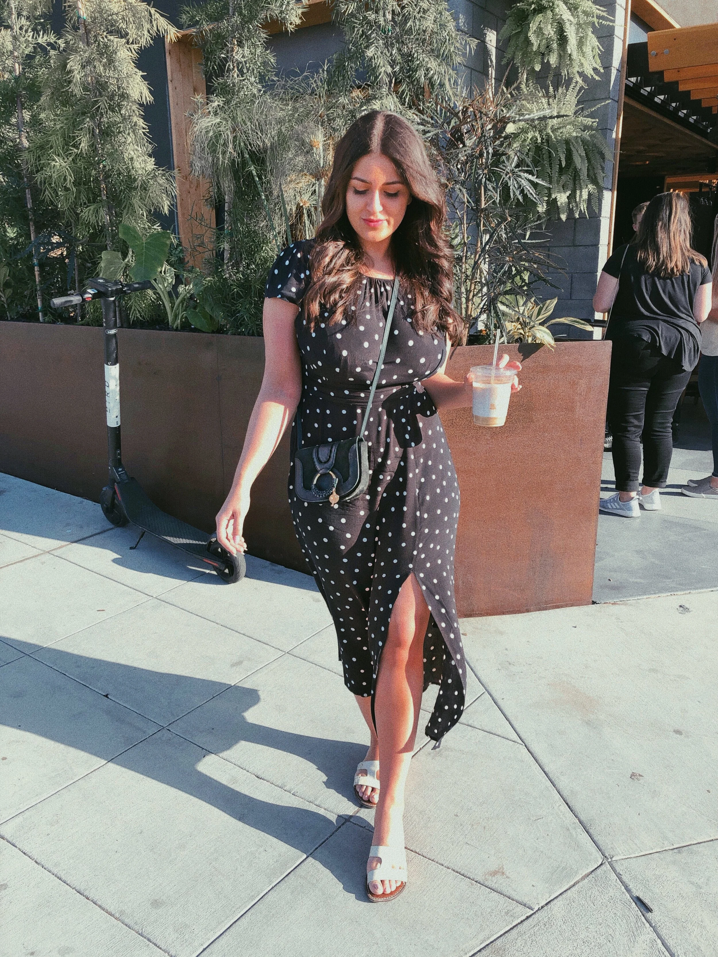 & other stories polka dot midi dress