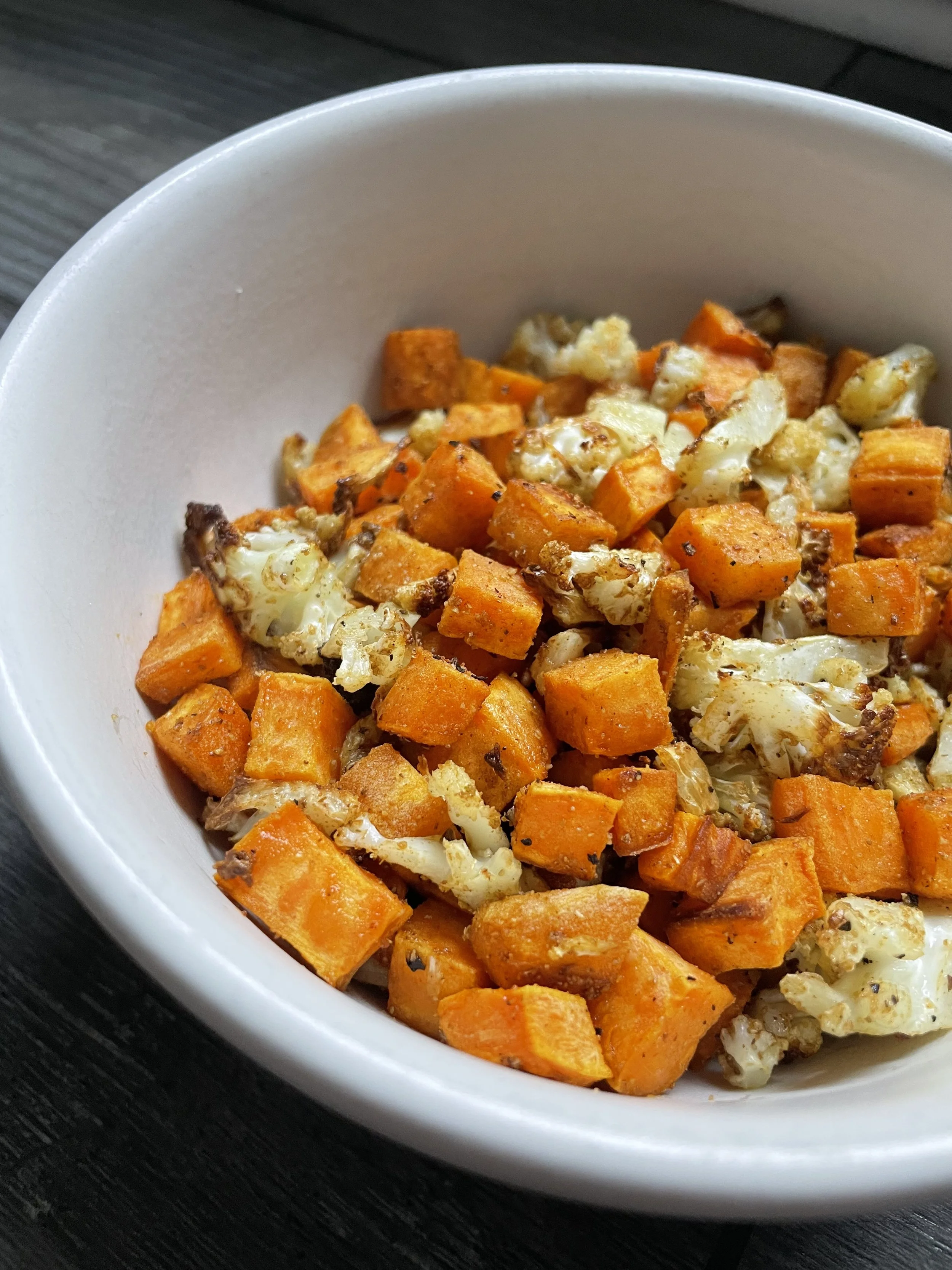 Roasted and Spiced Sweet Potato and Cauliflower 