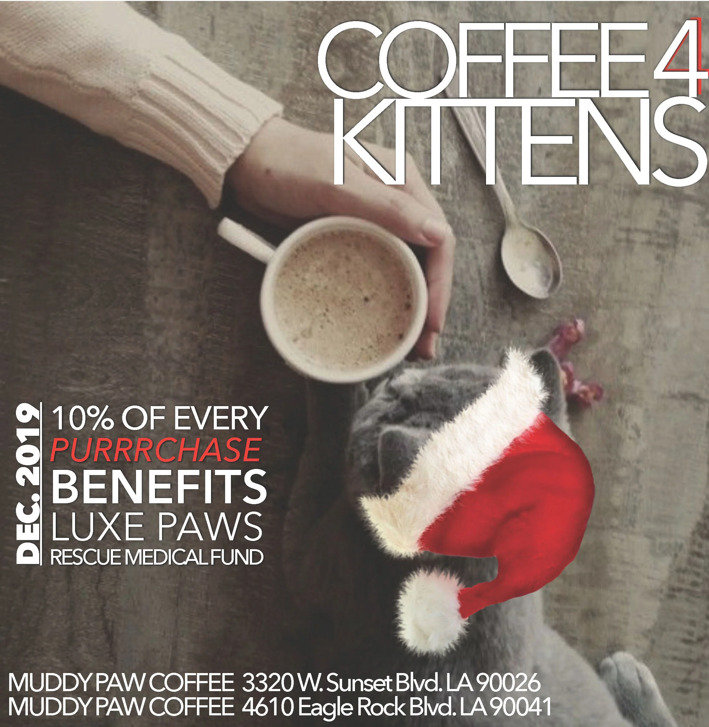 Coffee 4 Kittens December Fundraiser- Muddy Paw Coffee L.A.