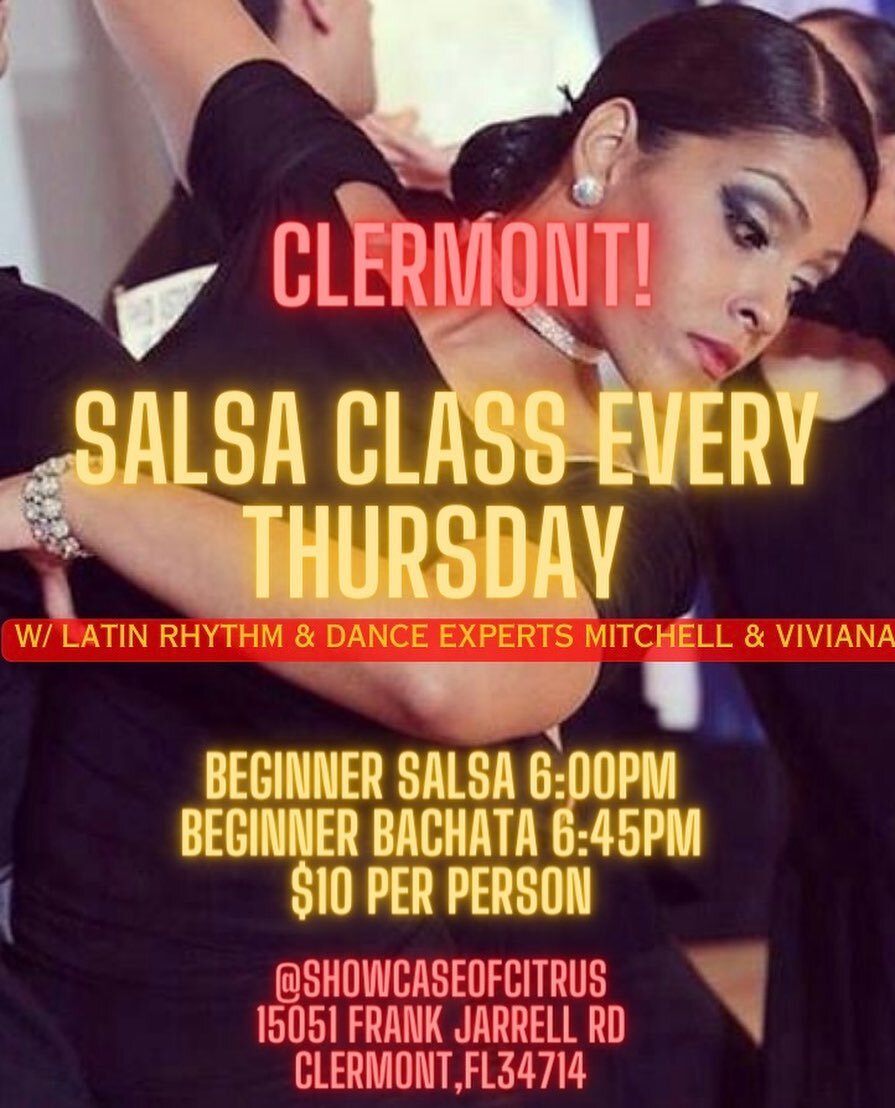 Hello friends! We are excited to invite you to our weekly salsa and bachata lessons at The Showcase of Citrus in Clermont, FL. Join us  Thursday for a fun and energetic night of dancing.

Our instructors, Viviana and Mitchell Herrera, specialize in t